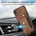 thumbnail image 5 of ELEHOLD for iPhone XR Case with Ring Holder, iPhone XR Wallet Case with RFID Blocking Card Holder Wristlet Strap, Magnetic Button Flip Folio Kickstand Shockproof Phone Cover,Brown, 5 of 10