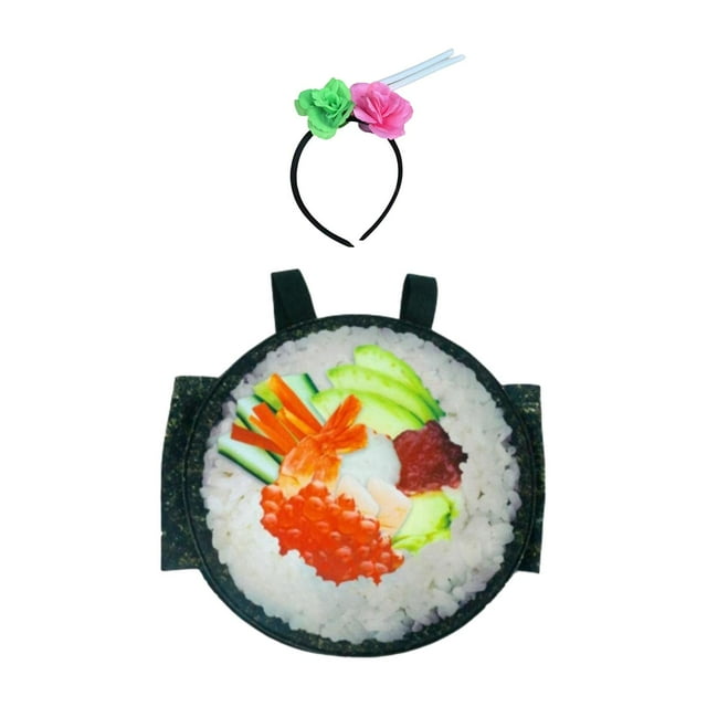 Disfraz de Sushi para Halloween con Diadema, Ideal para Cumpleaños, Fiestas de Máscaras y Carnavales. talla para niños