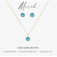 thumbnail image 1 of Goldtone March Aquamarine Birthstone CZ Earring & Necklace Set, 1 of 2