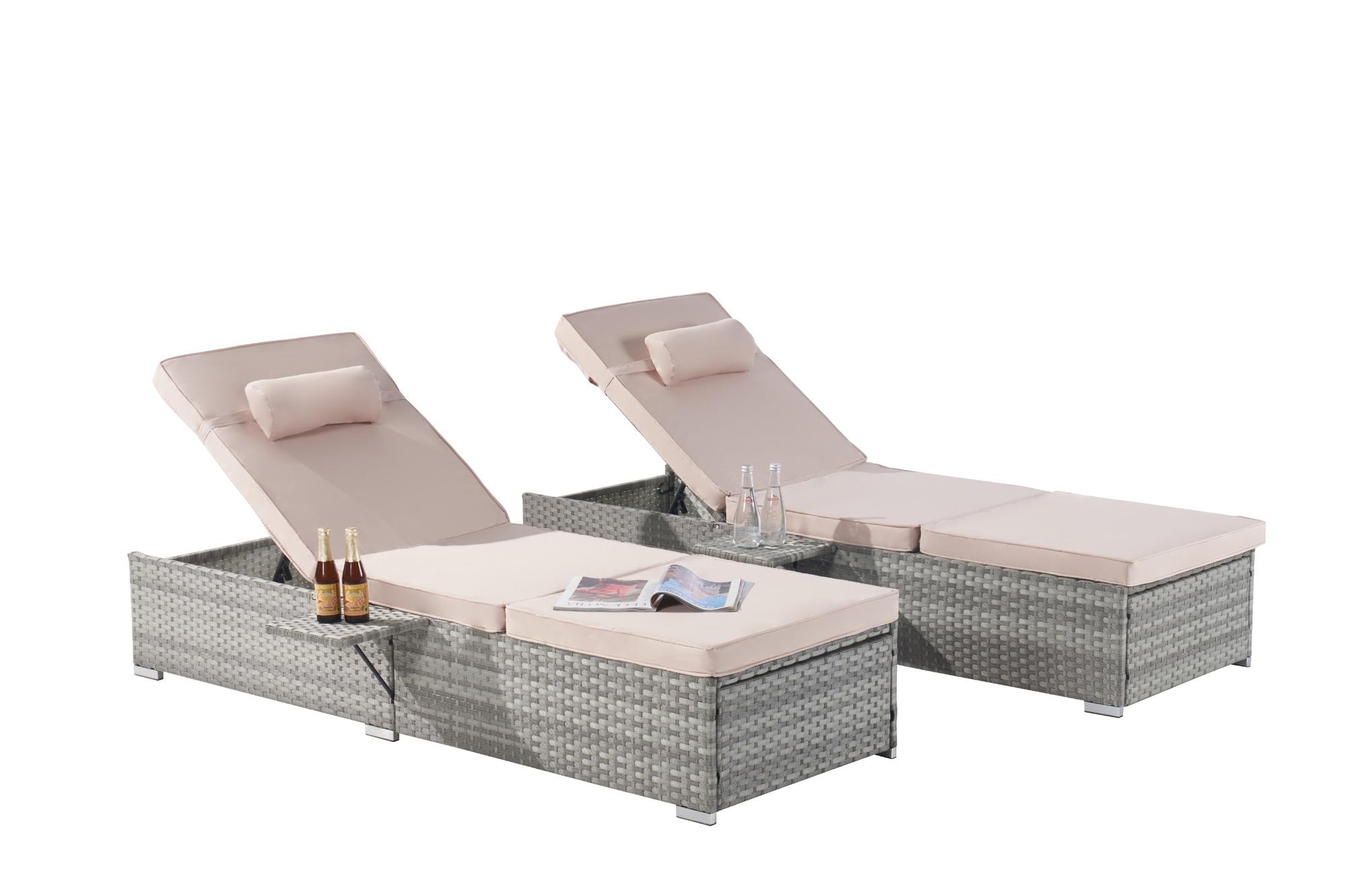 Patio Chaise Lounge Set of 2, Outdoor Lounge Chairs with 5 Backrest Angles, Chaise Lounge Chairs, Patio Reclining Chair Furniture for Poolside, Deck, Backyard - image 3 of 10