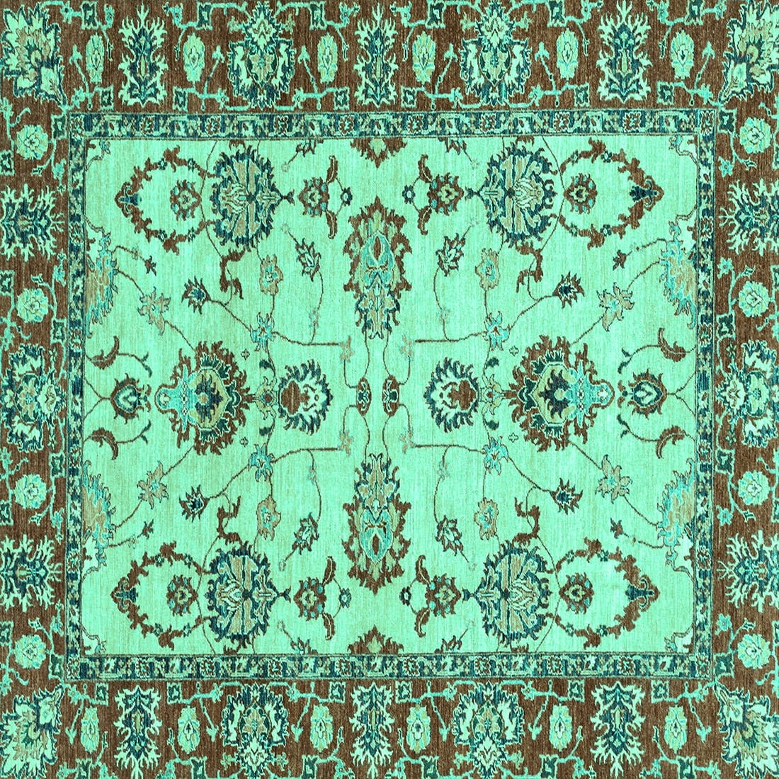 Ahgly Company Indoor Square Oriental Turquoise Blue Modern Area Rugs, 6 ...
