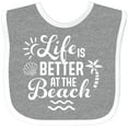 thumbnail image 3 of Inktastic Life is Better at the Beach with Sunshine Seashell and Palm Trees Boys or Girls Baby Bib, 3 of 4