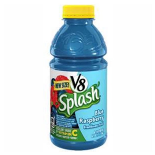 V8 Splash Blue Raspberry Juice 16 oz Plastic Bottles Pack of 12