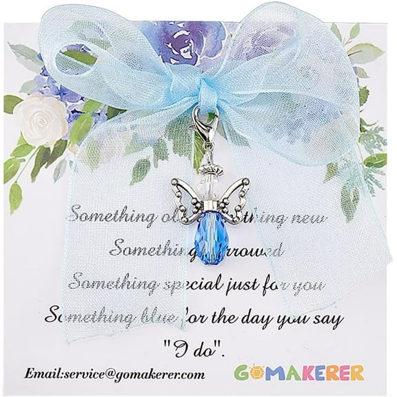 Something Blue Bouquet Charm Something Blue Wedding Bouquet Charms Guardian Angel Charm with A Gift Card