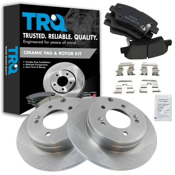 TRQ Rear Brake Pad & Rotor Kit Brake Pads Brake Rotor Ceramic Fits Select 2010-2011 Hyundai Azera 2009-2010 Sonata