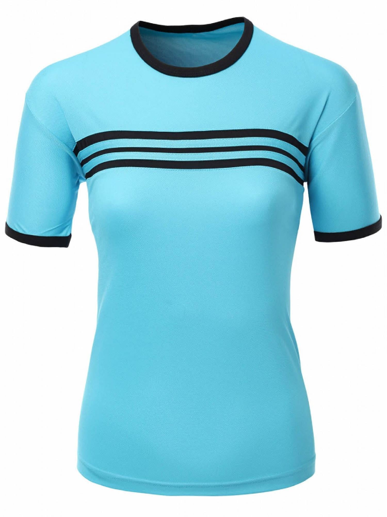 FashionOutfit - FashionOutfit Women's Coolmax Fabric Roundneck Short Sleeve T Shirt With Stripes