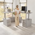 thumbnail image 4 of Scranton & Co Engineered Wood 72W Standing L Desk with Drawers in Platinum Gray, 4 of 8