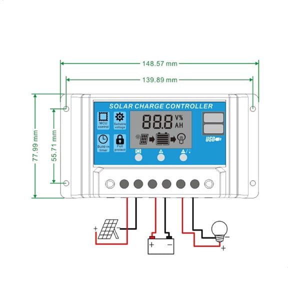 Charging controller,Solar Panel Usb Port Adjustable Lcd Display Rookin Zdhf With Dual Usb Solar Huiop 10a Battery With Dual Panel 12v/24v Adjustable Panel U-sb Port Mewmewcat Ajcoflt