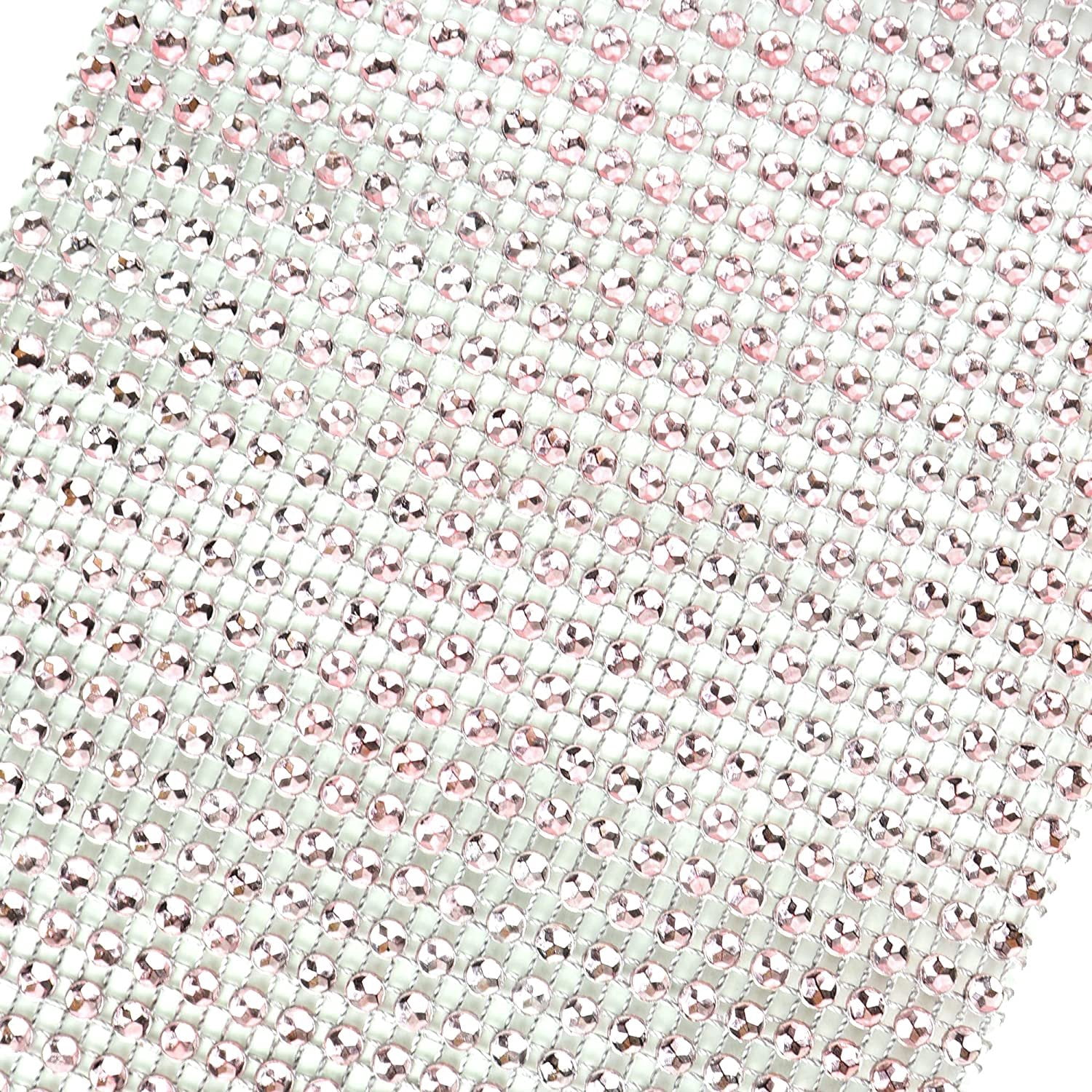 O'Creme Rhinestone Mesh Ribbon Wrap 24 Row 4-1/2 Inch Wide x 10 Yards, Light Pink