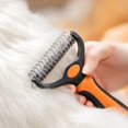 thumbnail image 2 of Dog Grooming Brush,Double Coat Dog Brush,Pet Grooming Brush with Steel Comb,Double Sided Dematting Undercoat Rake for Dogs and Cats, Extra Wide Pet Brush(Orange 7IN), 2 of 5