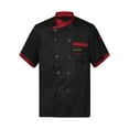 thumbnail image 4 of IEFIEL Mens Short Sleeve Chef Coat Double-Breasted Bakery Hotel Jacket Uniform Shirt Black 3XL, 4 of 7