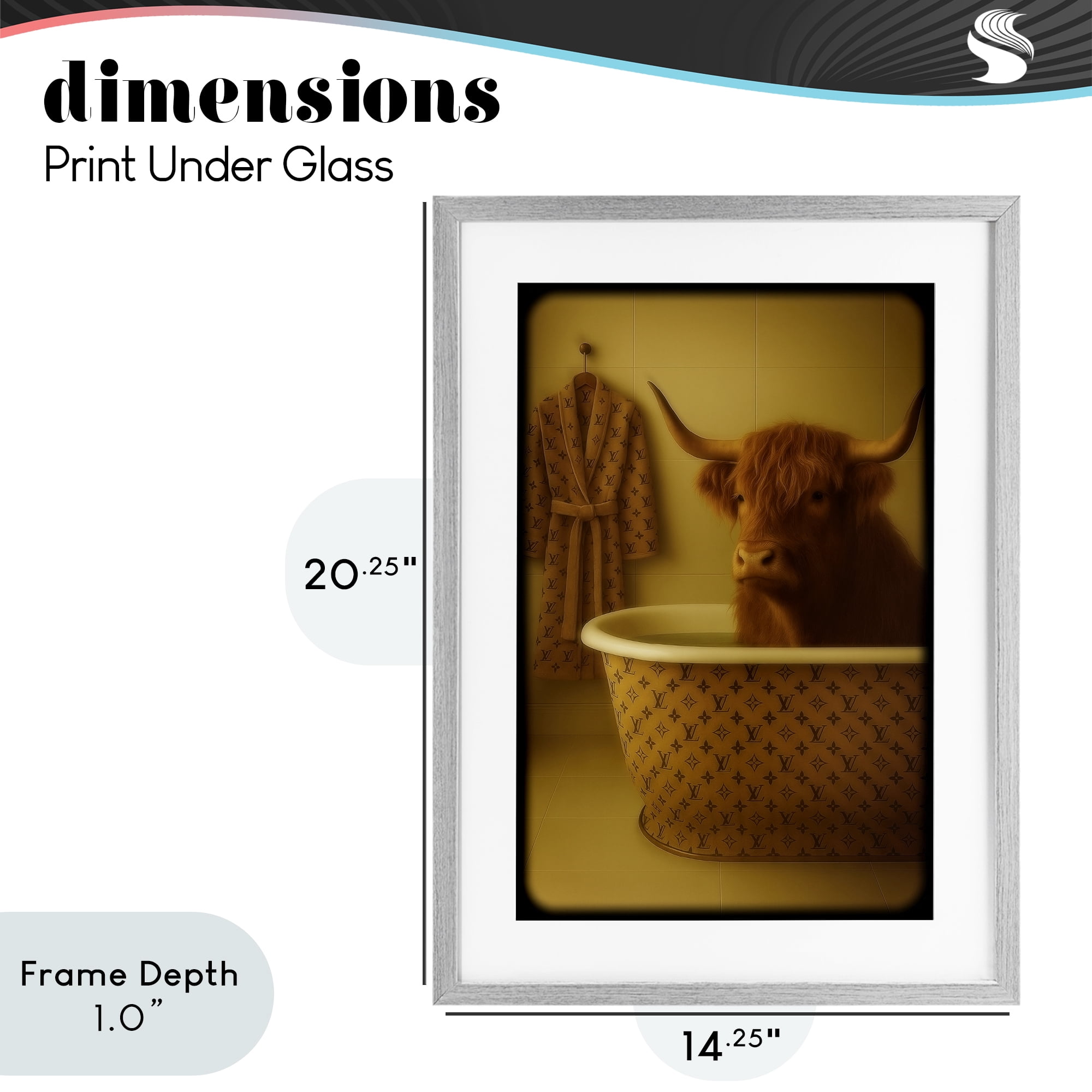 Stupell Industries Couture Highland in Luxury Tub Gray Framed Print Under Glass, design by Grotto Studios
