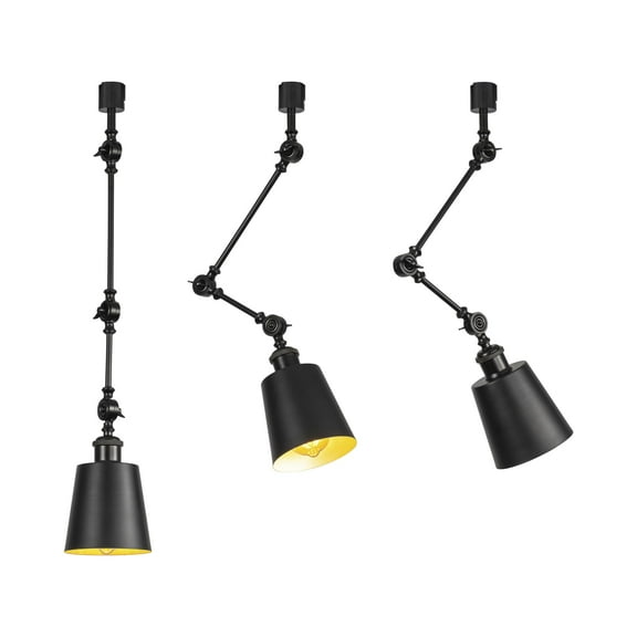 KAYYELAMP 3-Pack Adjustable Angle H-Type Track Mount Lighting Black Metal Shade Vintage Design E26 Track Lamp For Home Decor Background Gallery Store(No Track, Bulb)