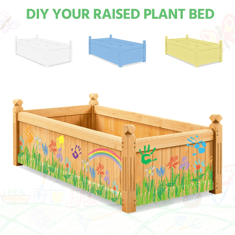 Renwick Wood Rectangular Garden Planter for Yard/Greenhouse, Light Brown