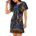 thumbnail image 2 of Disketp Starry Night Charging Dinosaur para Camisón Corto de Manga Corta para Mujeres, Camisón Cómodo con Escote Redondo, Bonito y Confortable, 2 of 6