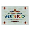 thumbnail image 1 of Mexican Cutting Board, Mexico Traditional Aztec Motifs and Sombrero Straw Hat and Moustache Graphic Print, Decorative Tempered Glass Cutting and Serving Board, Small Size, Multicolor, by Ambesonne, 1 of 1