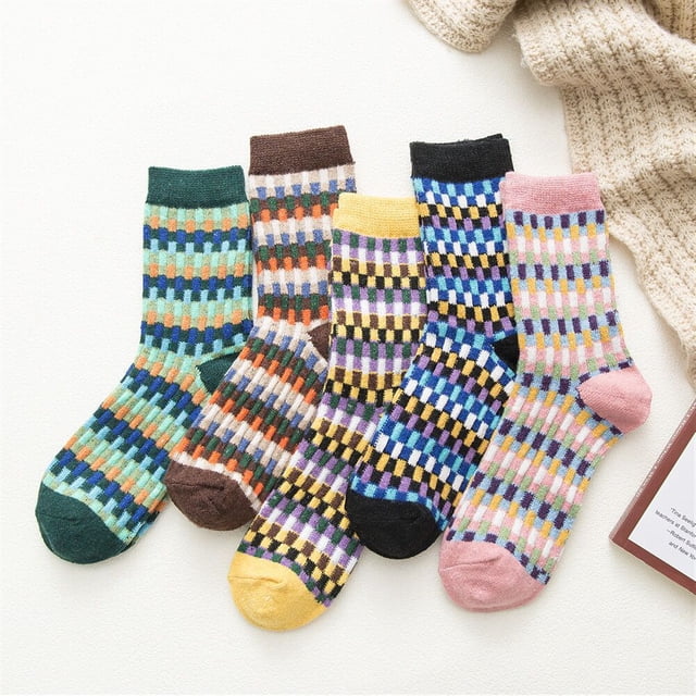 10 pares de calcetines de lana, calcetines térmicos para mujer, calcetines cálidos de invierno para mujer, calcetines de punto gruesos, calcetines de invierno para mujer, coloridos