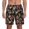 thumbnail image 2 of Picia Rose Flowers pattern Mens Swim Trunks with Compression Liner Stretch Beach Shorts Quick Dry with Zipper Pockets No-Chafing Board Shorts-Large, 2 of 9