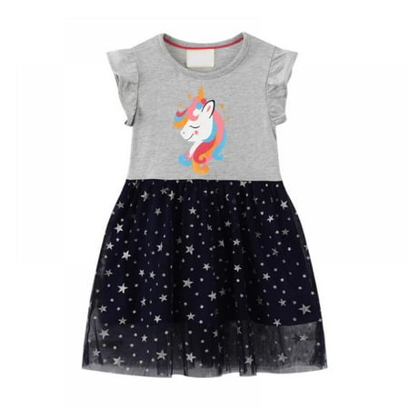 

Xinhuaya Toddler Girl Dress Summer Short Sleeve Tutu Dresses for Girls 2-7 Years