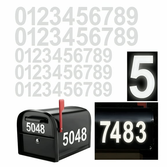 CCOCC Reflective Mailbox Number for Outside,2 Inch 3 Sets Vinyl Waterproof White Mailbox Numbers Stickers,Strong Self-adhesive House Address Numbers for Mailbox Door Signs Trucks (Number 0-9)