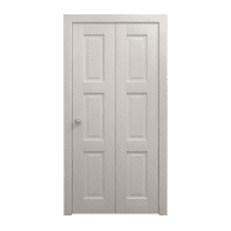 Sliding Closet Bi-fold Doors 56 x 80 inches | Ego 5010 Painted White Oak | Sturdy Tracks Moldings Trims Hardware Set | Wood Solid Bedroom Wardrobe Doors