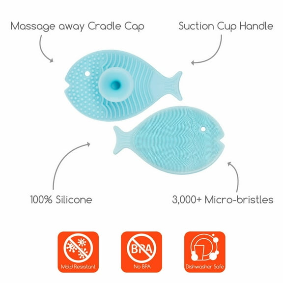 Innobaby Bathin' Smart Silicone Mini Fish Scrub with Suction Cup for cradle cap/ 2Pack