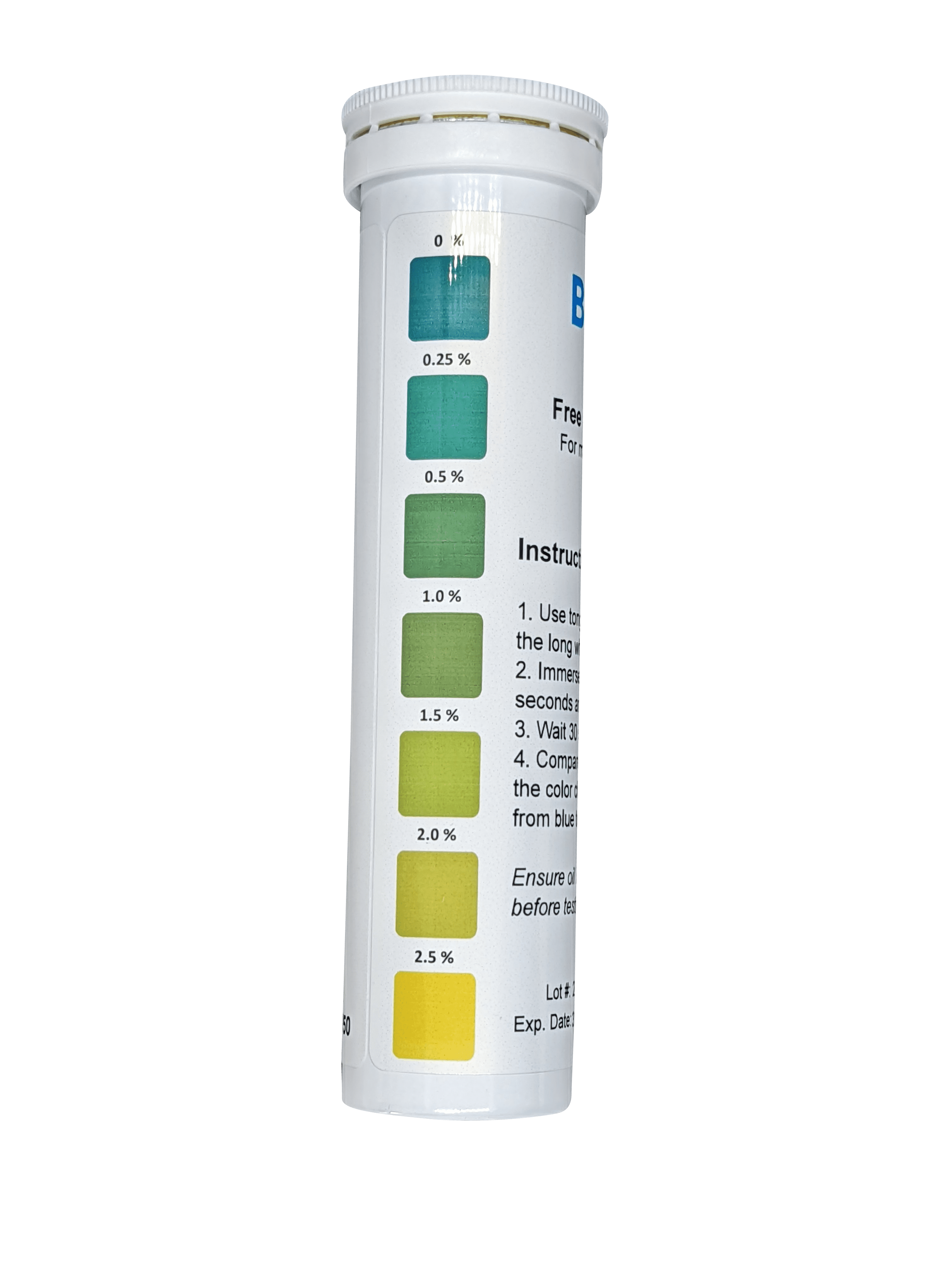 Free Fatty Acids Test Strip (0-2.5% FFA) 50 strips for measuring the quality of deep-frying oil