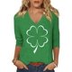 thumbnail image 1 of Camiseta Scgirl para mujer, manga 3/4, cuello en V, Día de San Patricio, 1 of 1
