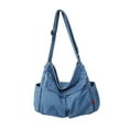 thumbnail image 3 of Bolso de hombro unisex Yinane de mezclilla Azul claro con Múltiples bolsillos, 3 of 8
