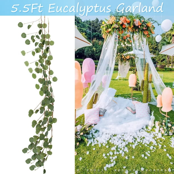 1-4PCS 67'' Artificiel Eucalyptus Lierre Laisser Guirlande Vigne Mariage Verdure