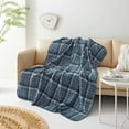 thumbnail image 2 of Mainstays Fleece Plush Throw Blanket, 50" x 60" inches, Blue Plaid Polyester, Machine Washable, 2 of 6