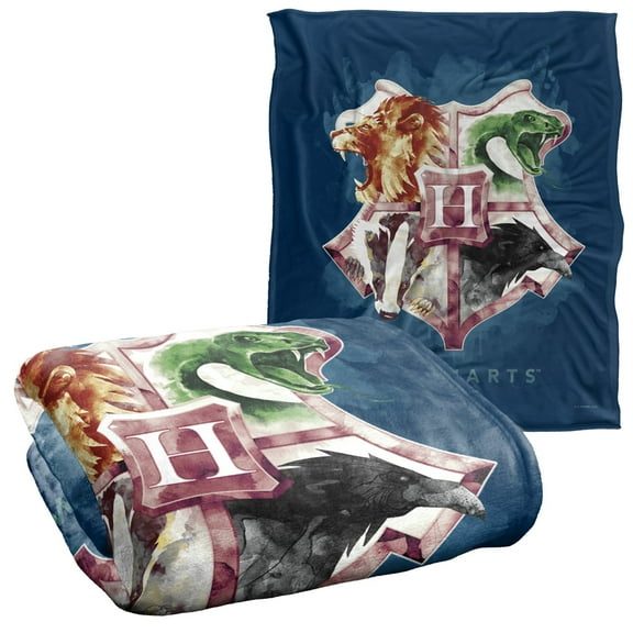 Harry Potter Hogwarts Crest Wash Officially Licensed Silky Touch Super Soft Throw Blanket 50' x 60'