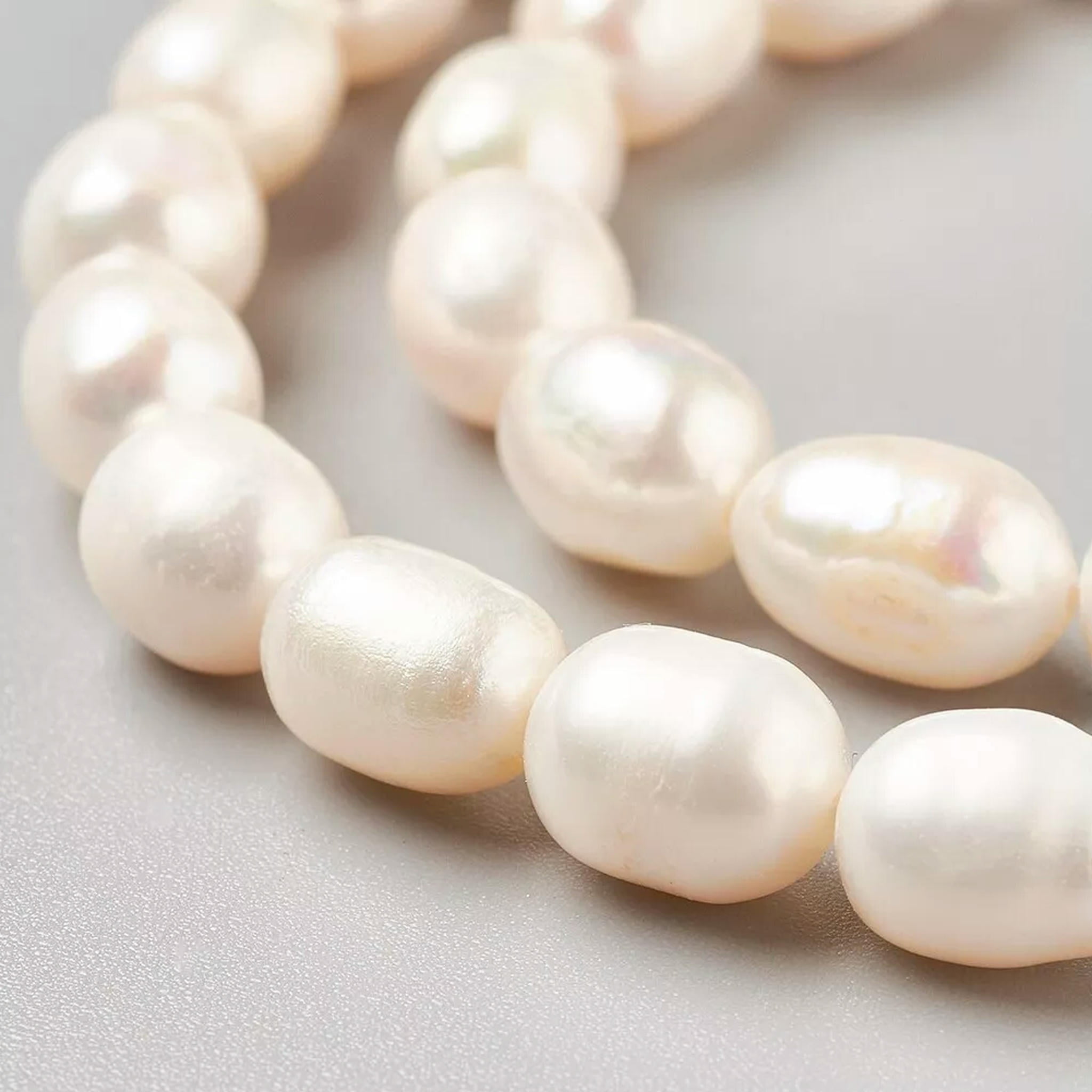 U8MO 5 Strds Natural Pearl Beads Bumpy Oval Loose Beads Antique White Beading 8~14mm