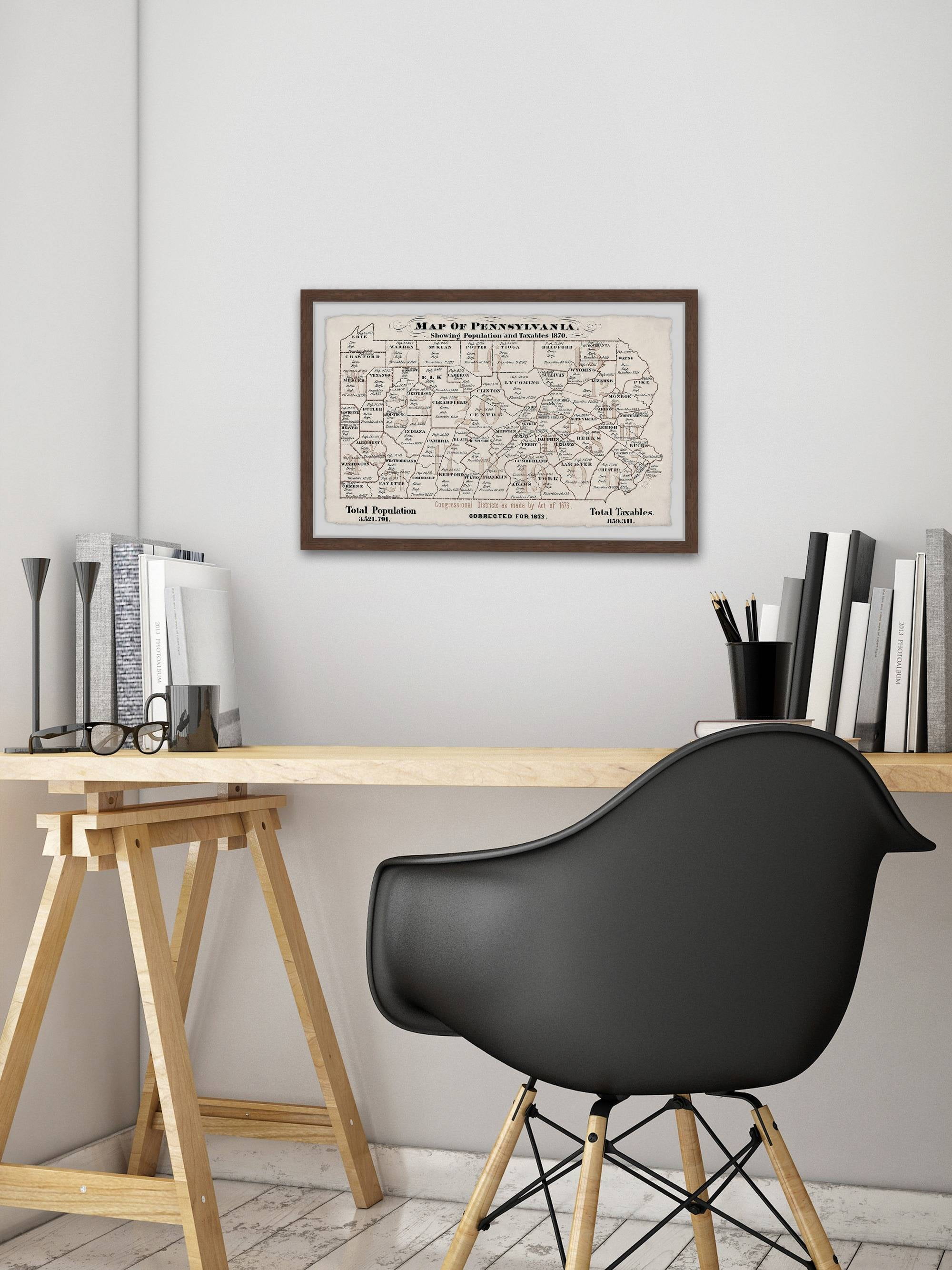 Marmont Hill Pennsylvania Outline Framed Wall Art, 12" x 18"