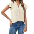 thumbnail image 3 of Fesfesfes Womens Summer Tops Fashion Womens Summer V-Neck Solid Short Sleeve Sexy Top Blouse Going Out Top L(US:8), 3 of 9