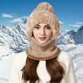 thumbnail image 4 of 3 in 1 Beanie Hat For Women, Upgrade 3 in 1 Beanie Hat with Scarf and Mask, Fall Winter Warm Knitted Ski Scarf and Mask Set (Khaki), 4 of 8
