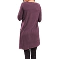 thumbnail image 3 of Sonducket Top de mujer de manga larga de color sólido vestido de otoño con botones laterales divididos suéter con dobladillo irregular Prendas para la parte del cuerpo Púrpura L, 3 of 4