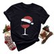 thumbnail image 3 of Gibobby Camisa navideña mujer Camiseta de manga corta con cuello redondo y estampado de Navidad para mujer(Negro,M), 3 of 5