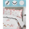 thumbnail image 3 of Quilt King Size Bedding Set, Nautical Coastal Reversible Summer Quilt 3 Pieces, Red Marine Starfish Coral Summer Ocean Lightweight Bedspreads Coverlets with 2 Pillow Shams for All Seasons, 3 of 5