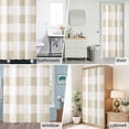 thumbnail image 6 of Brown White Plaid Fabric Shower Curtain Simple Style Washable Shower Curtains for Bathroom, Waterproof Bath Curtain with Hooks Home Decor 36x72in, 6 of 8