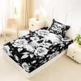 thumbnail image 4 of Homewish Halloween Goth Skull Twin Sheets,Victorian Romantic Flowers Bedding,Black White,3 Pieces,1 Fitted Sheet and 1 Pillowcase, 4 of 6