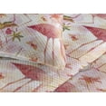 thumbnail image 3 of Ambesonne Birds and Nature Quilted Bedspread Set 3 Pcs, Pastel Flamingo, King, Apple Green Coral Rose, 3 of 4