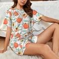 thumbnail image 5 of Yiaed Peach Print Short Sleeve Pajama Sets for Women Casual Crew Neck 2 Piece Lounge Sets Women's Short-Sleeved Pajama-3X-Large, 5 of 5