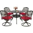 thumbnail image 3 of Haverchair 5 Piece Cast Aluminum Outdoor Patio Dining Set, Bronze/Red, 3 of 9