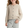 thumbnail image 4 of LYHaoo Girls' Cardigan Sweater Long Sleeve Button Down Knit Sweater School Uniform Outerwear 11-12 Years(Beige), 4 of 4