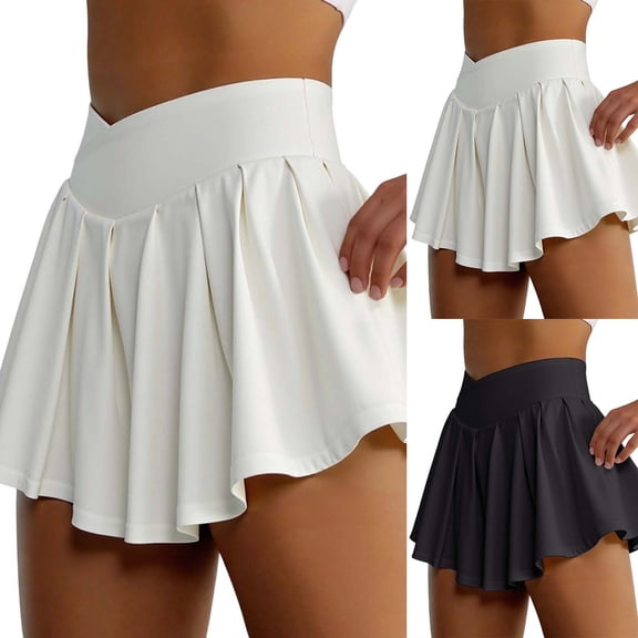 MuXiKeJi Clothes Tennis Skirts for Women High Waisted Ruffle Shorts Crossover Layered Golf Running Athletic Skorts with Back Pockets