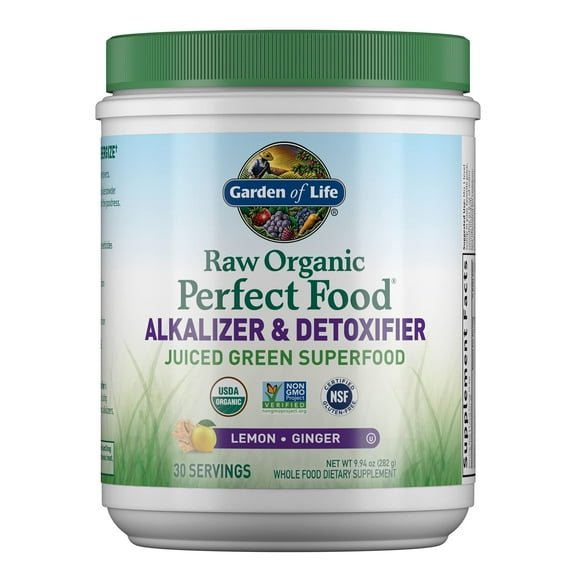 Garden of Life Raw Organic Alkalizer & Detoxifier Green Superfood Powder, Lemon Ginger, 9.94oz