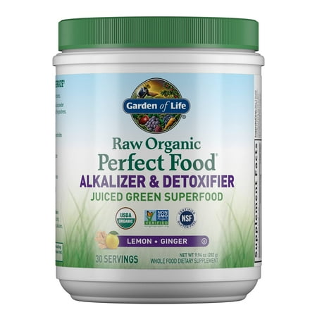 Garden of Life Raw Organic Alkalizer & Detoxifier Green Superfood Powder, Lemon Ginger, 9.94oz
