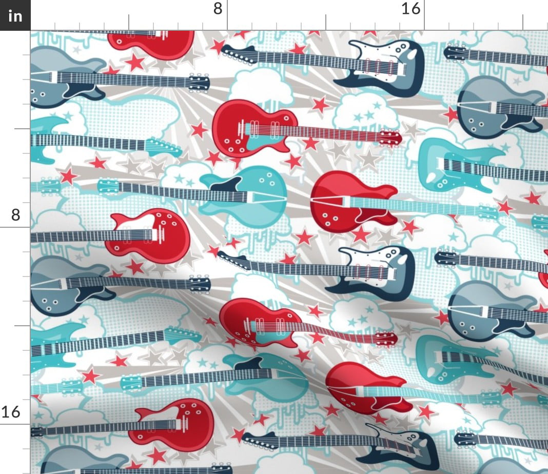 Rock And Roll Guitar Spoonflower Fabric by the Yard 