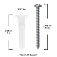 thumbnail image 2 of TOGGLER Alligator AF5 Flanged Polypropylene Anchors, Heavy Duty Wall Anchors for Concrete, Brick, Stone & Drywall, Fits #4–#9 Screws 3/16" Size, 75 lb in 1/2" Drywall (Pack of 20 with Scews), 2 of 6